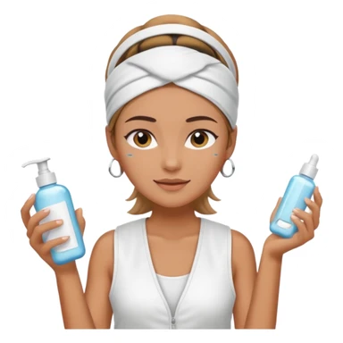 Clean girl aesthetic emoticons, apply skincare products, headband, glowing skin, white vest, soft lighting sticker