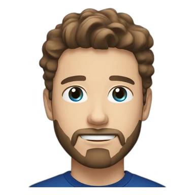 a 21 year old white scandinavian man with a goatee beard and dark brown short wavy brown hair with blue eyes with a black t-shirt sticker