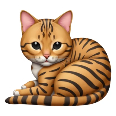 striped bengal cat grey sleeping sticker
