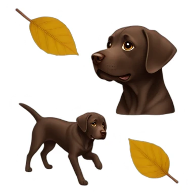 Chocolate labrador playing with leaves sticker