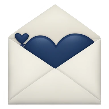An envelope with a navy heart  sticker