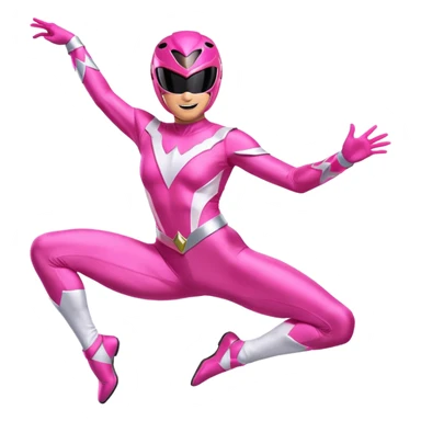 Pink Power Ranger in a lively dance stance sticker