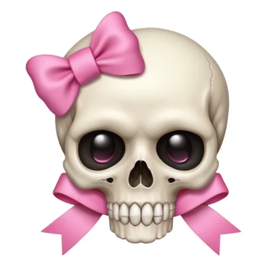 skull emoji with pink ribbon pookie not with hair sticker