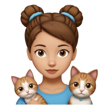 بنت مع قط البنت شعره بوني sticker