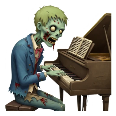 zombie playing piano sticker