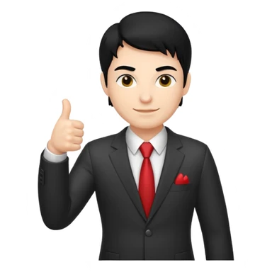 Boss with thumbs up black hair sticker