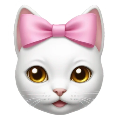 white cat with a cute pink bow on its ears  sticker