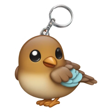 an cute keychain with a baby bird imprint on it  sticker