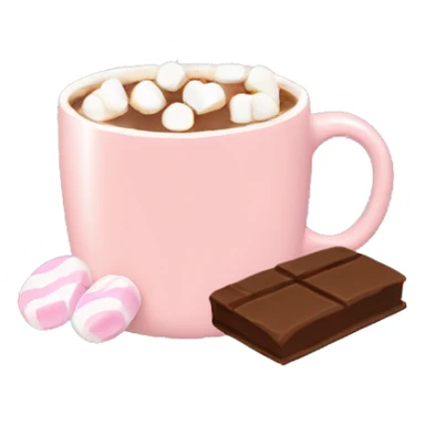 Light pink mug with hot chocolate in it with marshmallows  sticker
