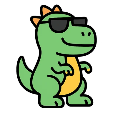 dinosaur wearing sunglasses, colorful icon sticker