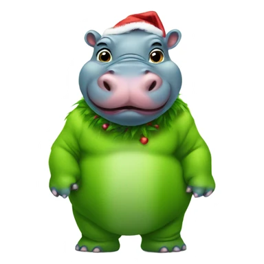 Baby hippo dressed as the Grinch sticker