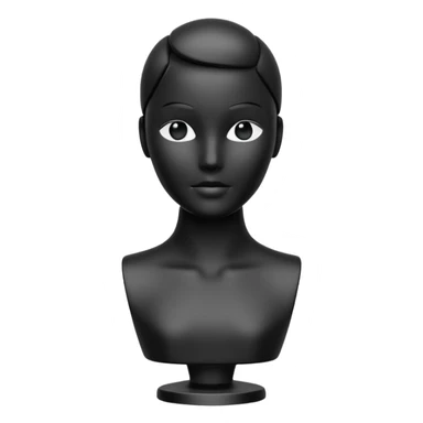 Minimalistic flat vector icon, iOS style, thin black contour on white background. Matte black mannequin in front of in 3D monochrome style. sticker