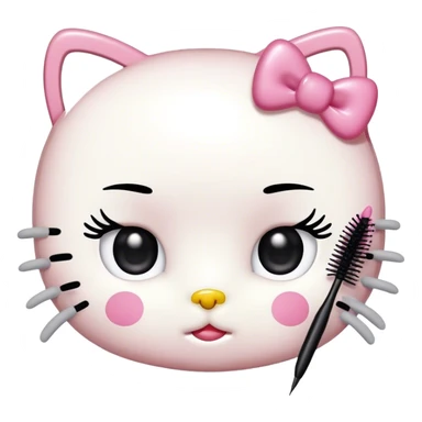  hello Kitty SANRIO holding an eyelash mascara spoolie sticker