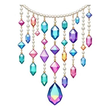 Iridescent big giant glistening glossy sparkly shiny glittery hanging crystals pearls and beads and gemstones decorations sticker