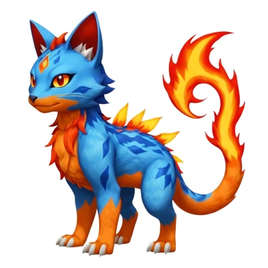 Litten-Gabite-Veemon-Digimon-Peppercat-Pokémon-Flamedramon-fusion-animal-hybrid-creature, Full body  sticker