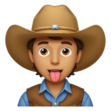 cowboy sticking tongue out sticker