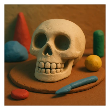 skull, claymation style sticker