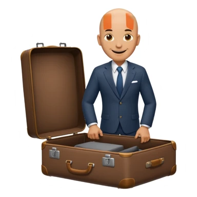 bald man in siutcase emoji sticker