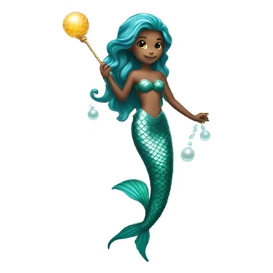 a unisex mermaid holding a shining pearl stick sticker