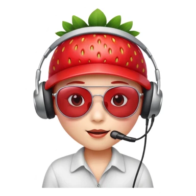 A Cute strawberry wearing headset and shades sticker