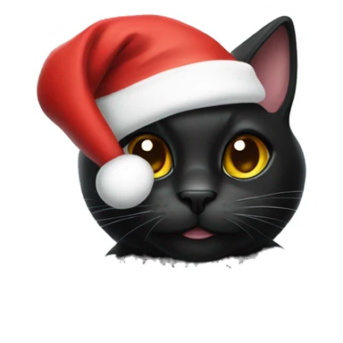 black cat with santa hat sticker