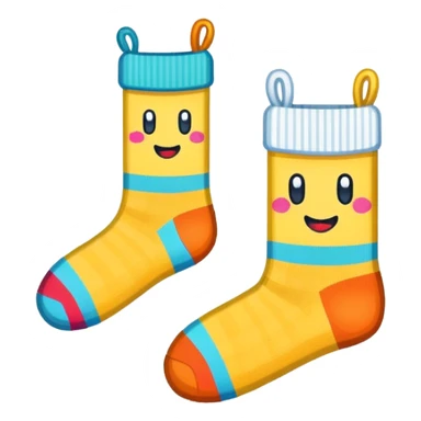A pixel art emoji of a pair of socks in a retro 16x16 or 32x32 pixel style, using a limited color palette sticker