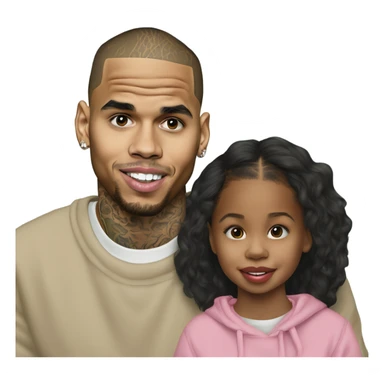 Photo Realistic Chris Brown with daughter Royalty, son aeko sticker