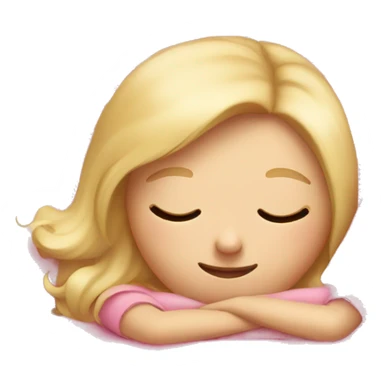 blonde hair girl sleeping in pink bed sticker