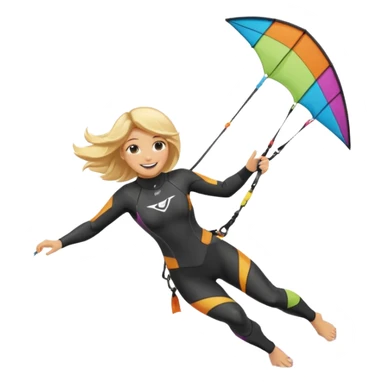 Kitesurfing blond ladie showing kite sticker