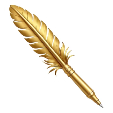 3D perspective Premium golden feather pen sticker