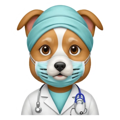 doctor dog wearing medical mask sticker