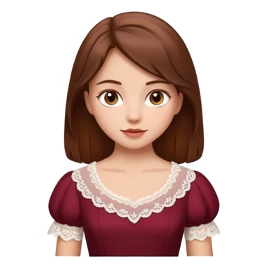 Bordo elbise giyen ama beyaz danteller olan çok guzel kahverengi saçlı bir kız resimi sticker