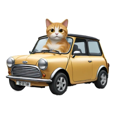 Cat driving Austin mini car  sticker