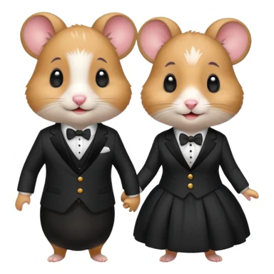 2 hamsters getting marrried in a dress and suit  sticker