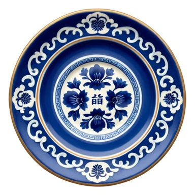antique chinese plate blue sticker