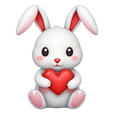 white bunny holding a red heart jellycat stuffed animal plush sticker