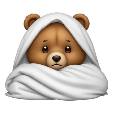 Scared teddy bear hiding under covers sticker