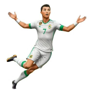 Ronaldo scoring a goal, stadium full of fans, dynamic action, vibrant colors sticker