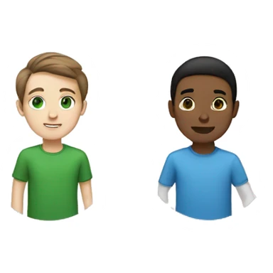 Two best friends. One is a boy with brown hair, white skin, and green eyes wearing a blue shirt. The other is a girl with long black hair, brown eyes, and white skin wearing a green shirt. sticker
