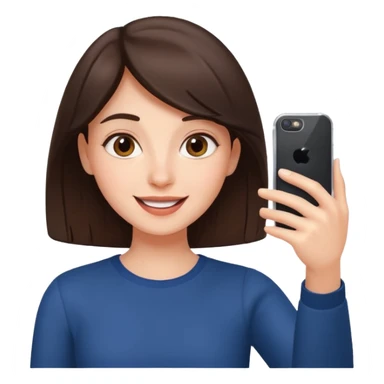 happy and energetic Brunette Girl taking selfie with her phone sticker