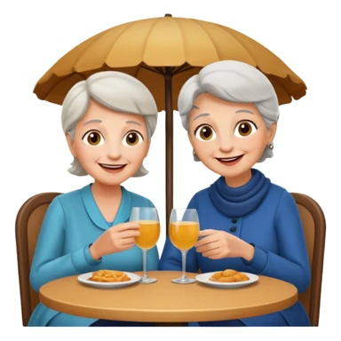 conversación dentro de un restaurant  dos personas y una de las persoans sea una abuela sticker