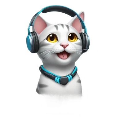 cat with headphones gaming cute happy sticker