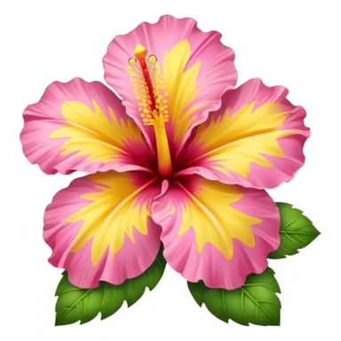 yellow and pink hibiscus flower sticker