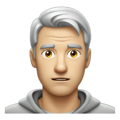 tired white man with very very very short hair in gray sweatshirt is very very very angry sticker