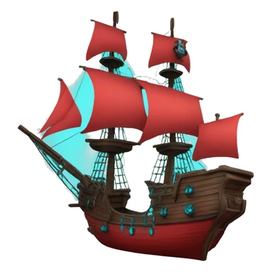 pirate ship in space red and cyan sticker