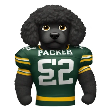 Black doodle wearing Green Bay packers jersey sticker