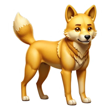 cinematic-dingo-realistic-full-body-standing-emoji,-lean-muscular-frame-poised-alertly,-golden-amber-fur-glowing-in-the-sun,-head-tilted-dramatically,-sharp-dark-eyes-filled-with-cunning,-simplified-yet-realistic-focused-features,-highly-detailed,-glowing-with-an-almost-sarcastic-glow sticker