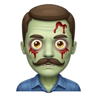 a zombie with a mustache  sticker