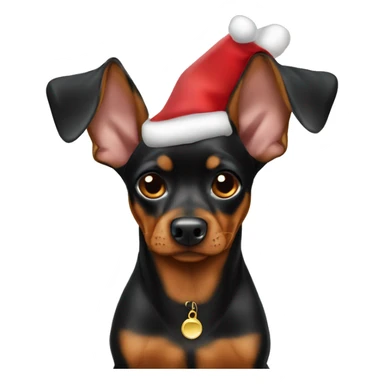 black brindle tan pinscher big ears christmas sticker