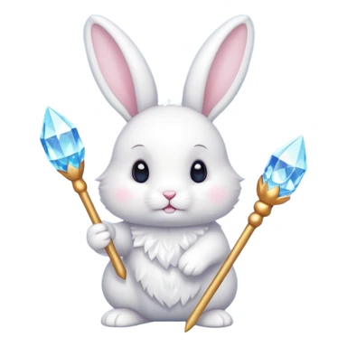 White bunny with wand and cristals sticker